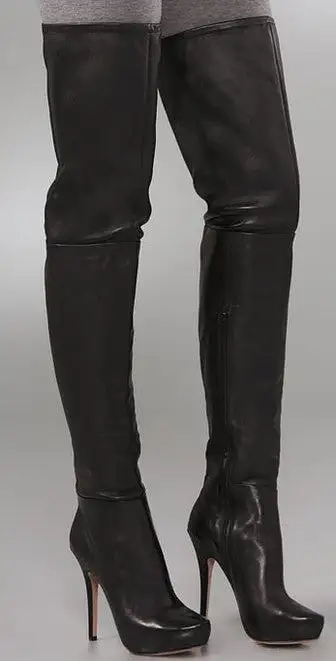 Jean-Michel Cazabat -Zena- Thigh-HI-Heeled Boots •Black Suede•