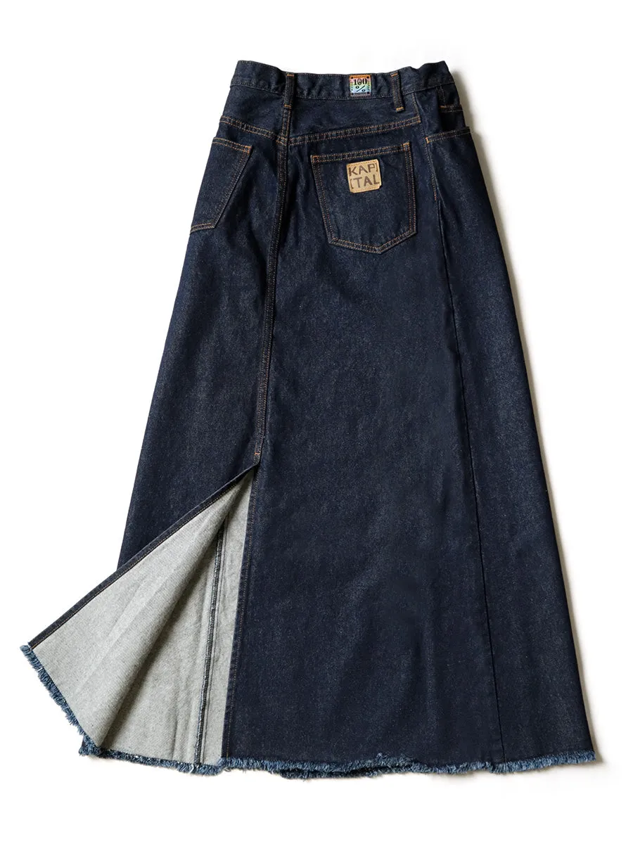 Kapital 13oz Denim High Waist Maxi Skirt