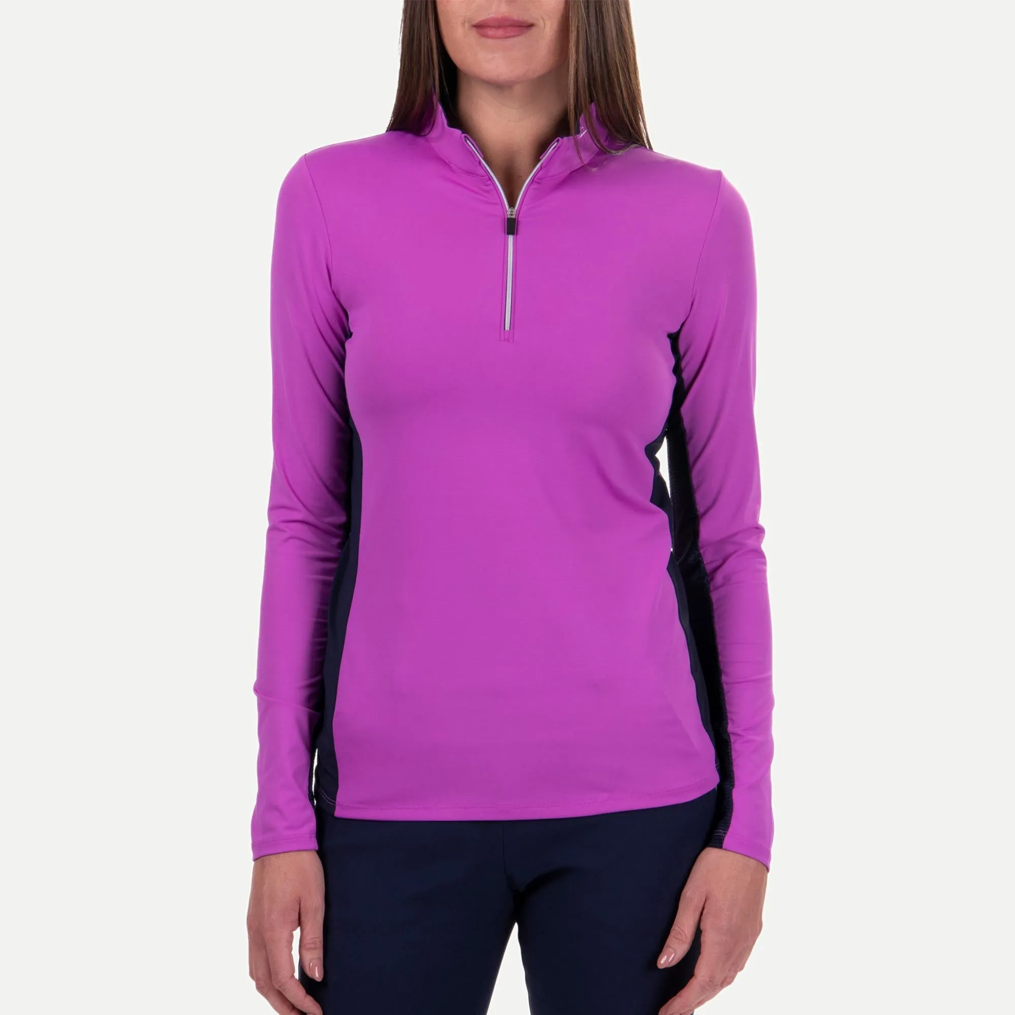 KJUS Sunshine Sport Half Zip Ladies Golf Mid Layer Foxglove