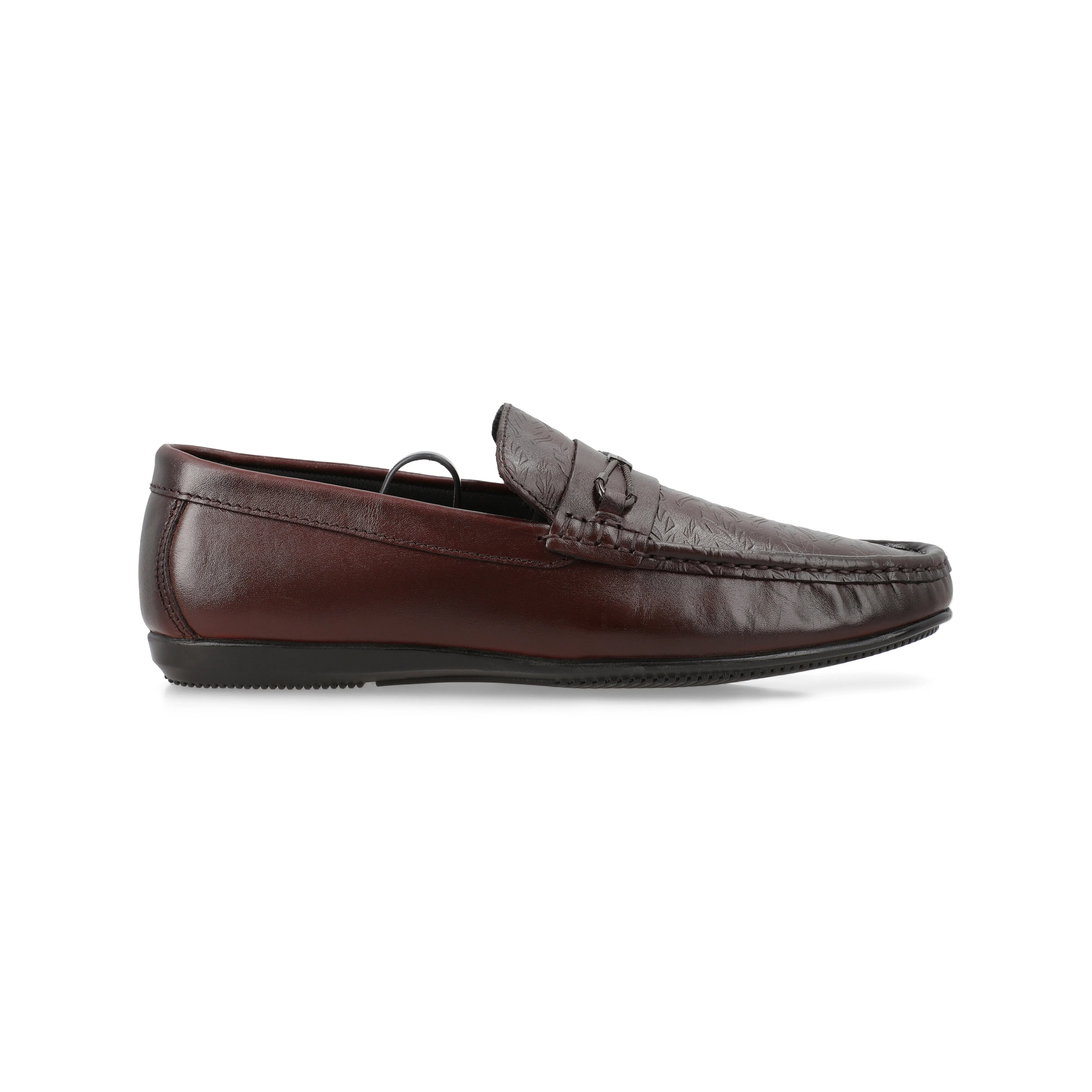 Leaf Patterned Sleek Moccasin-Brown