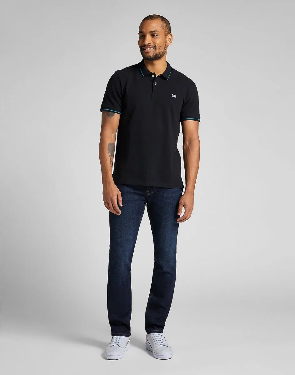 Lee Pique Short Sleeve Polo Shirt Black