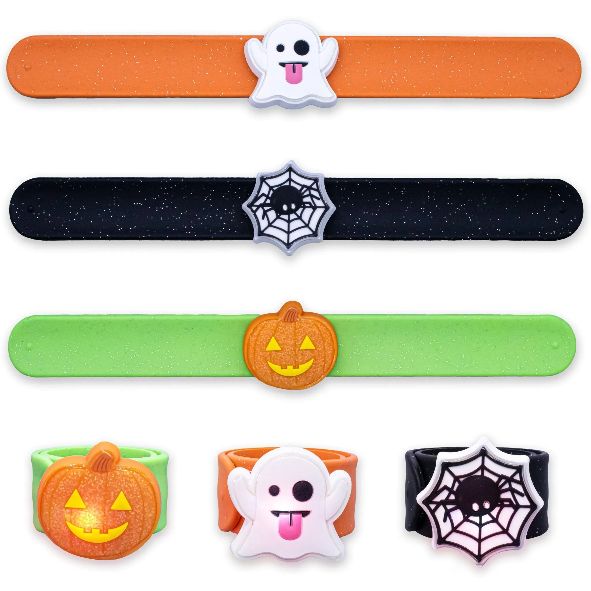 Light Up LED Halloween Slap Bracelets - 3 Pack