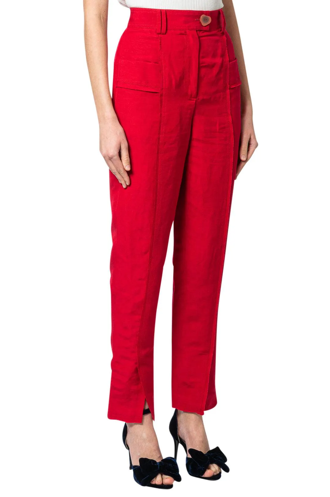 Linen high-waist trousers