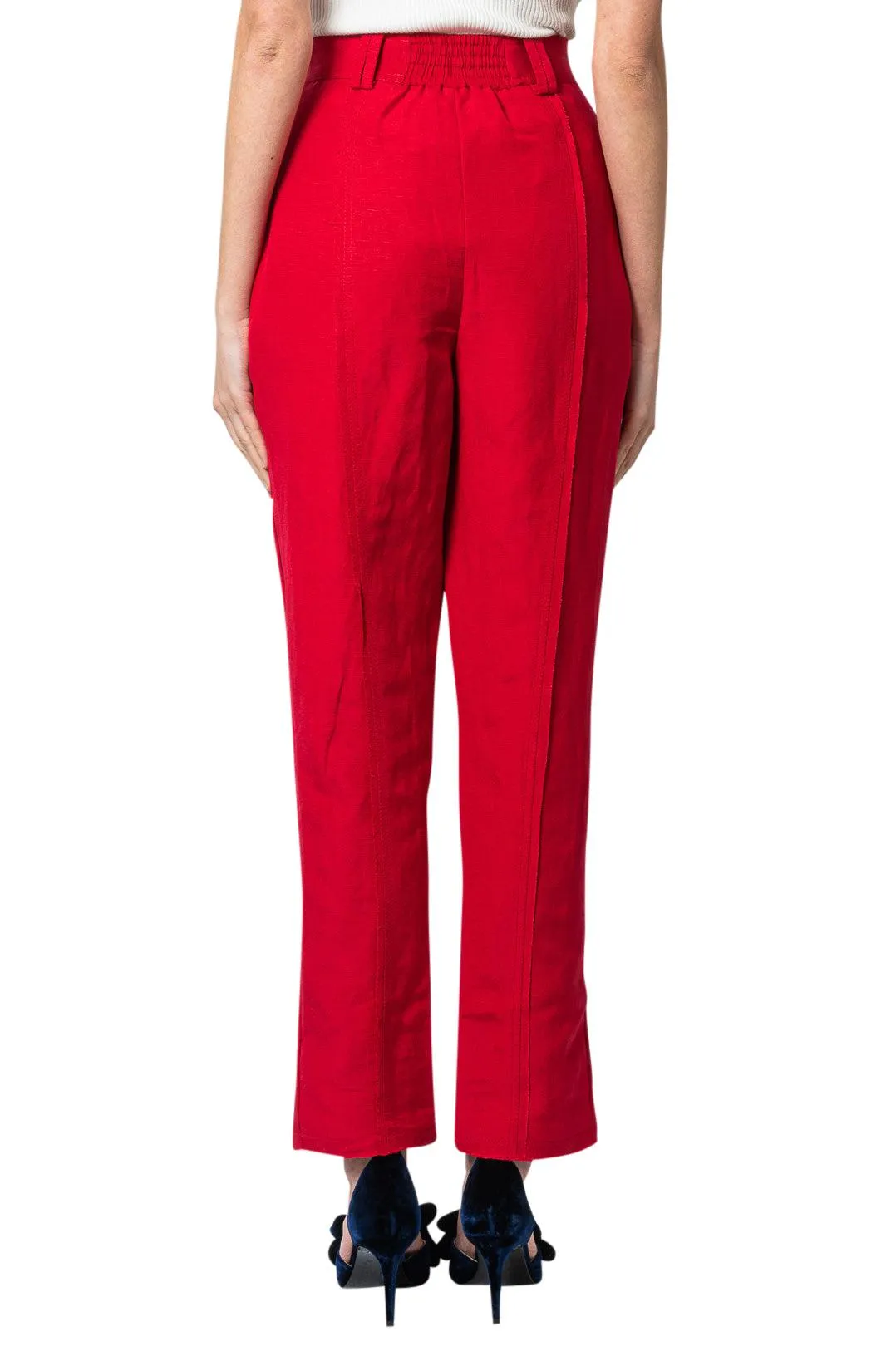 Linen high-waist trousers