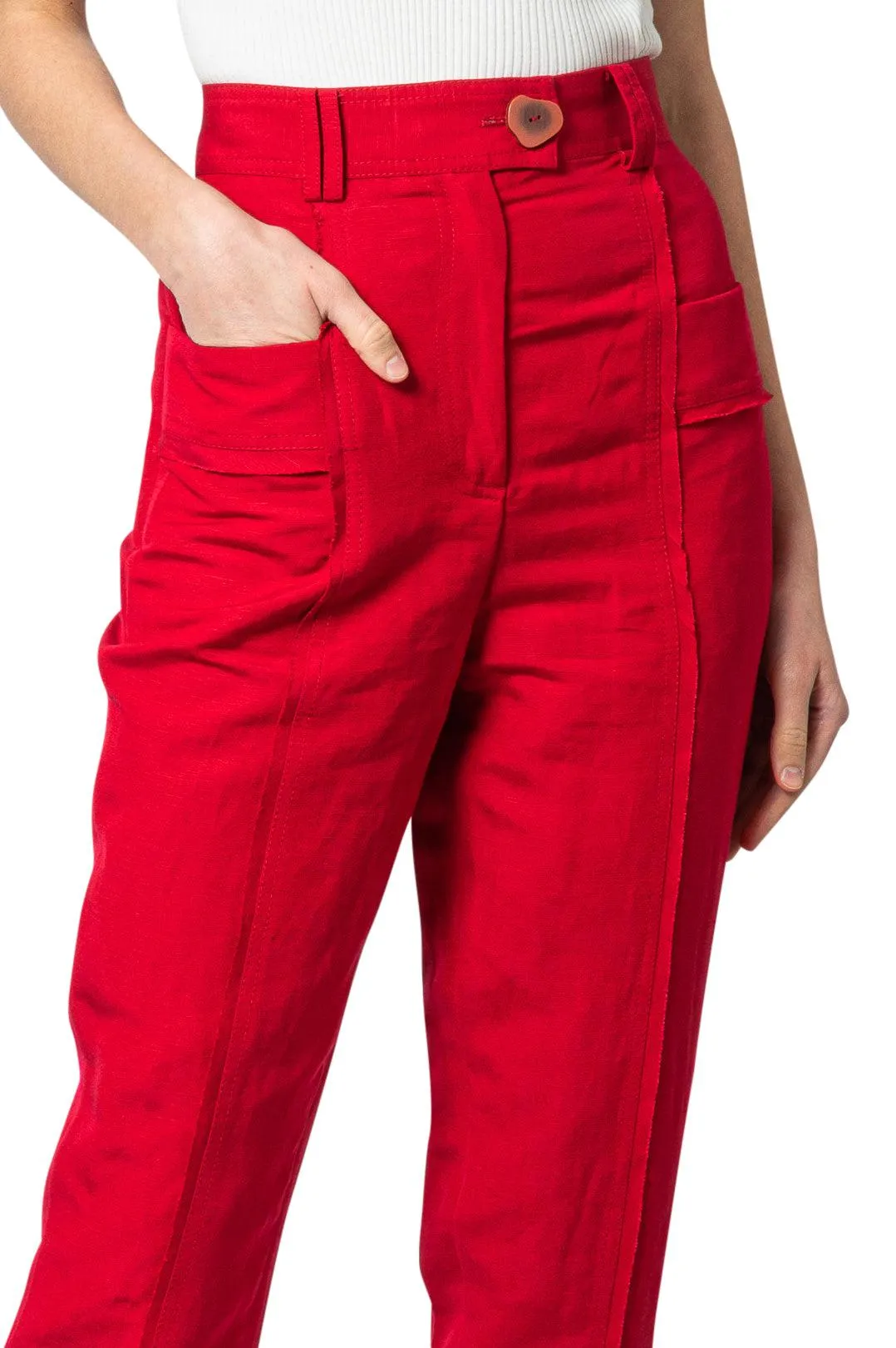 Linen high-waist trousers