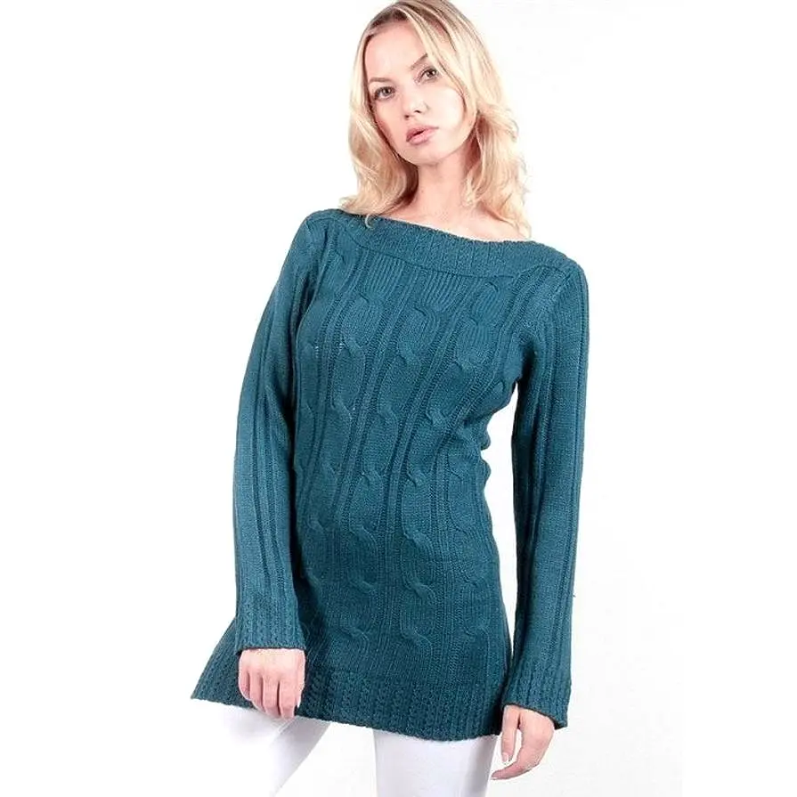 Long sleeve boat neckline sweater