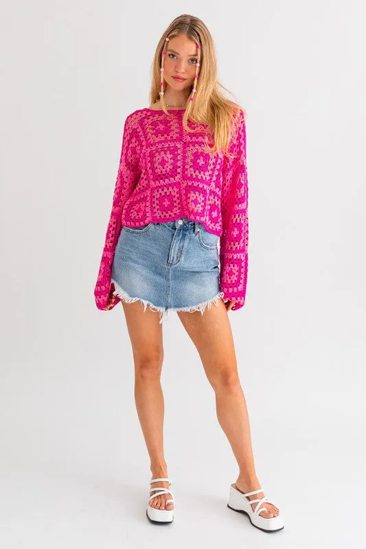 Long Sleeve Box Crochet Sweater