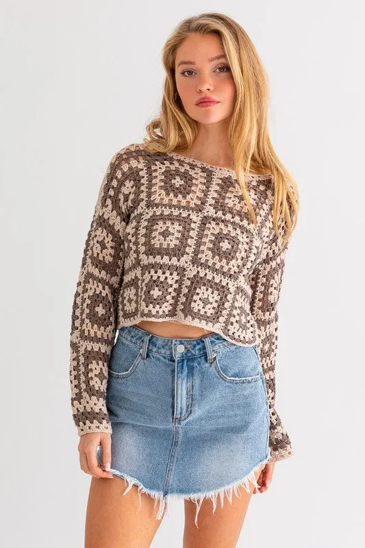 Long Sleeve Box Crochet Sweater