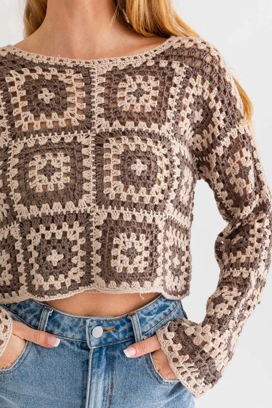 Long Sleeve Box Crochet Sweater