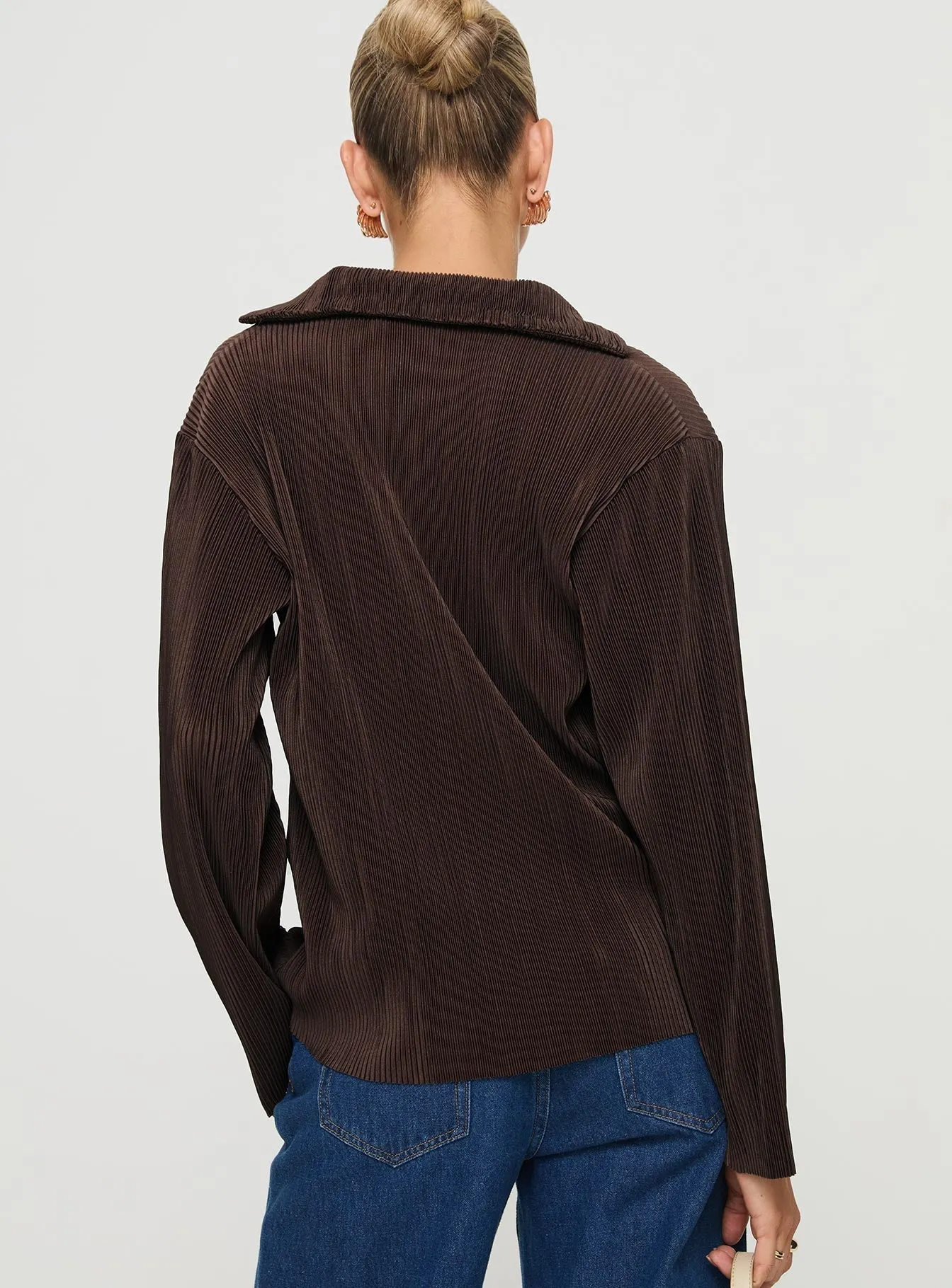 Louie Pleated Shirt Brown