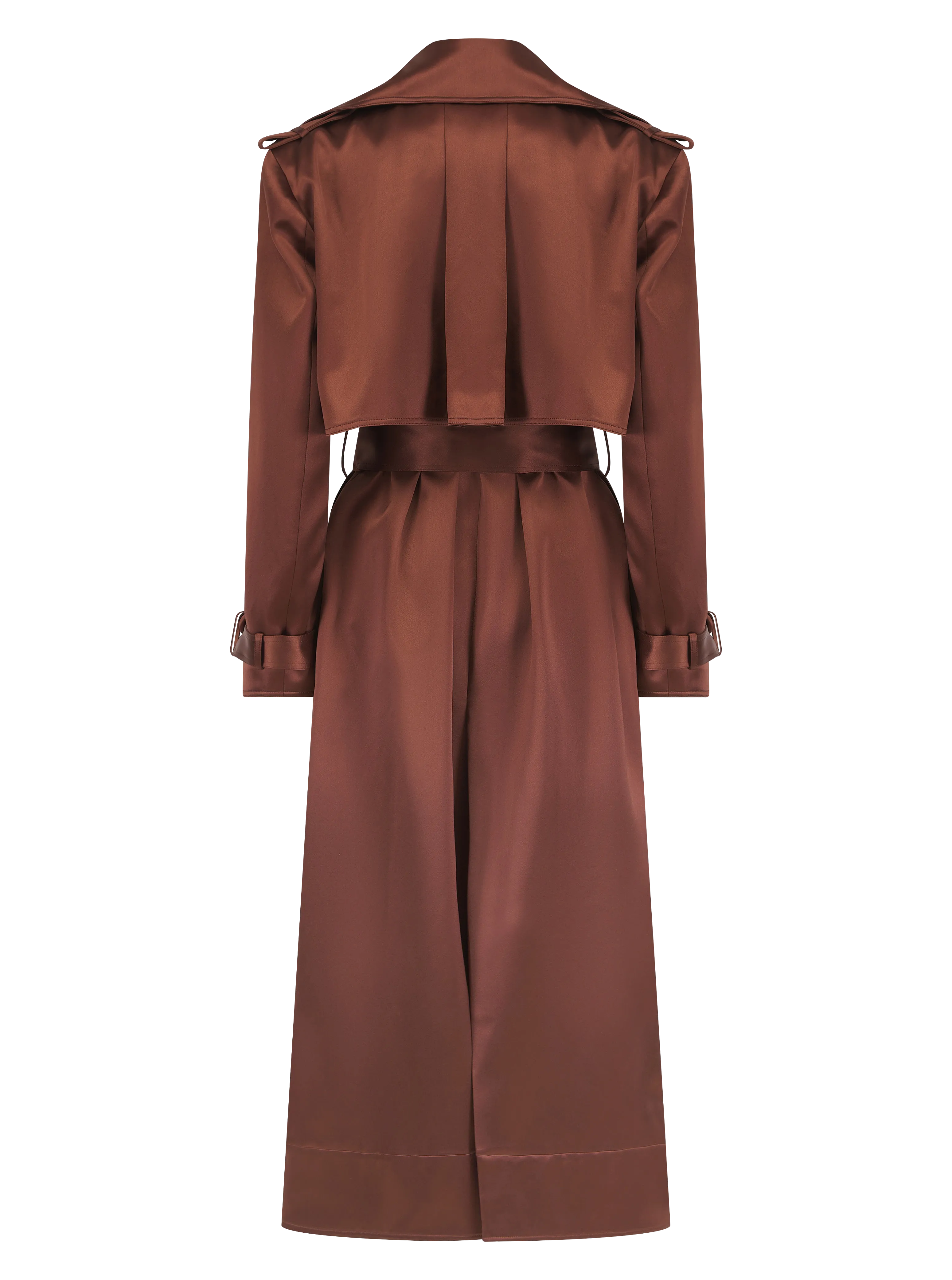 Maryam Brown Belted Satin Trench Coat