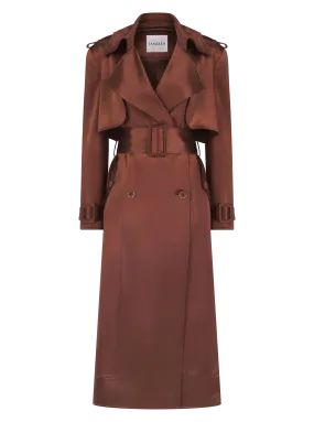 Maryam Brown Belted Satin Trench Coat