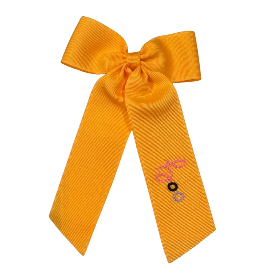 Medium Script Multicolor Boo Bow- Orange