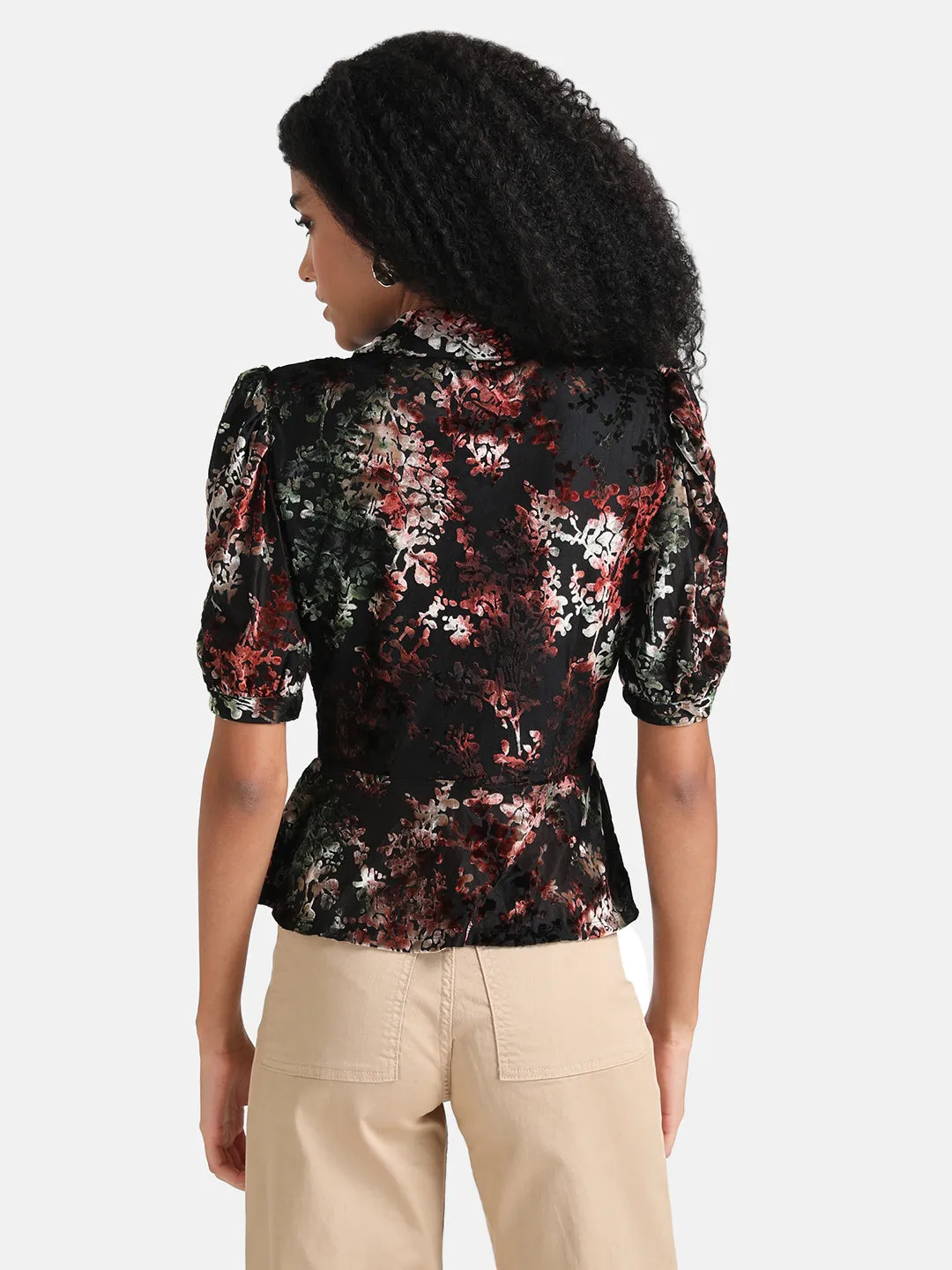 Peplum Shirt With Puff Sleeves