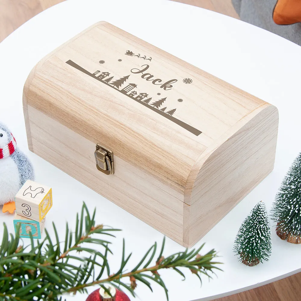 Personalised Christmas Scene Keepsake Chest