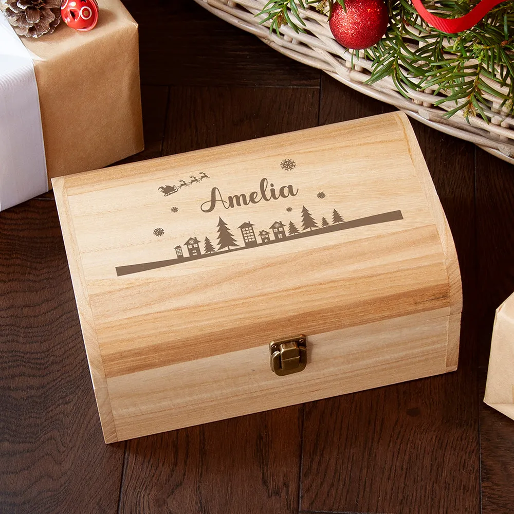 Personalised Christmas Scene Keepsake Chest