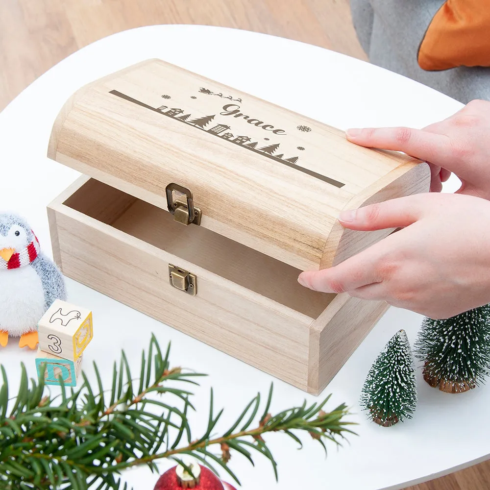 Personalised Christmas Scene Keepsake Chest