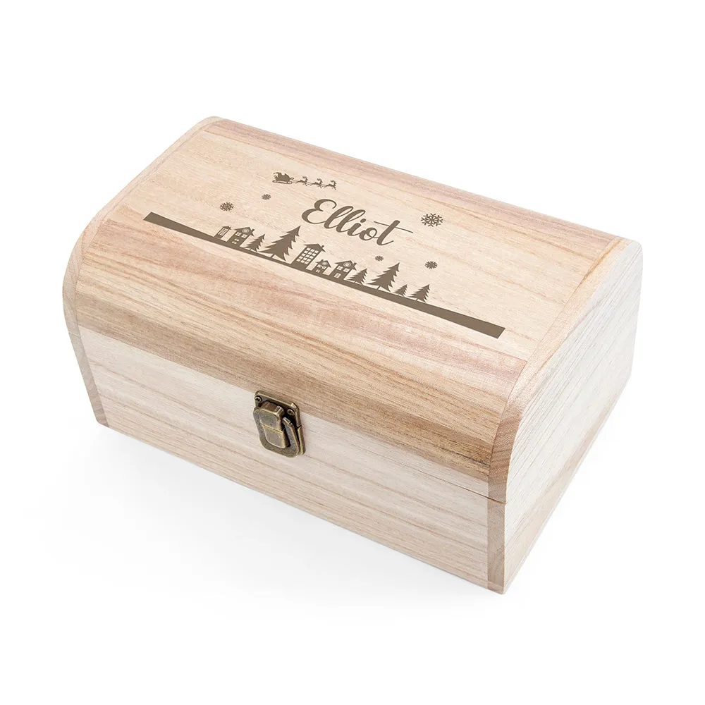 Personalised Christmas Scene Keepsake Chest