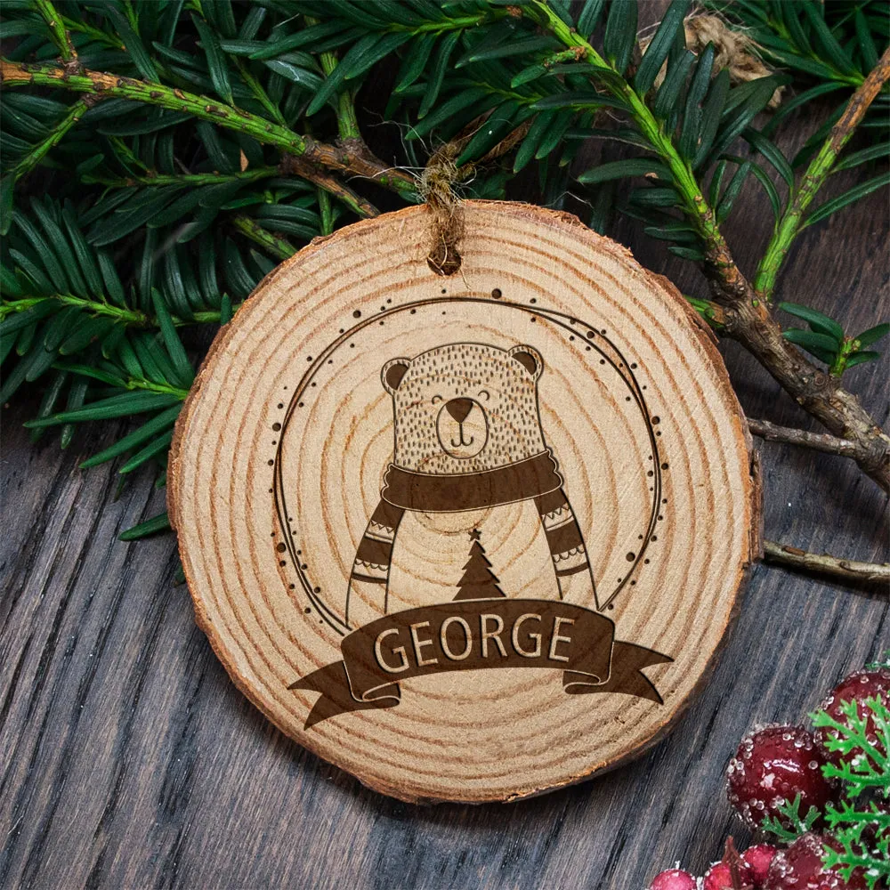 Personalised Engraved Polar Bear Christmas Tree Decoration