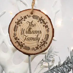 Personalised Engraved Wreath Family Christmas Tree Decoration