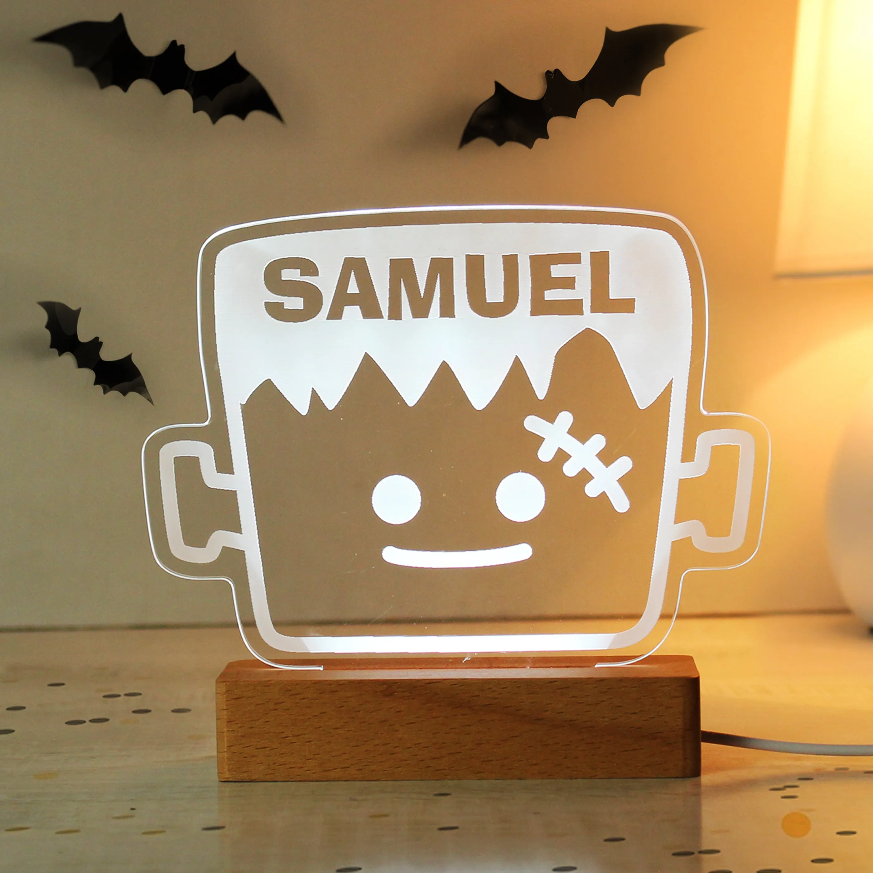 Personalised Frankenstein Wooden LED Light