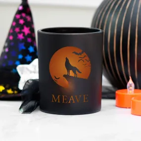 Personalised Halloween Howling Wolf Candle Holder