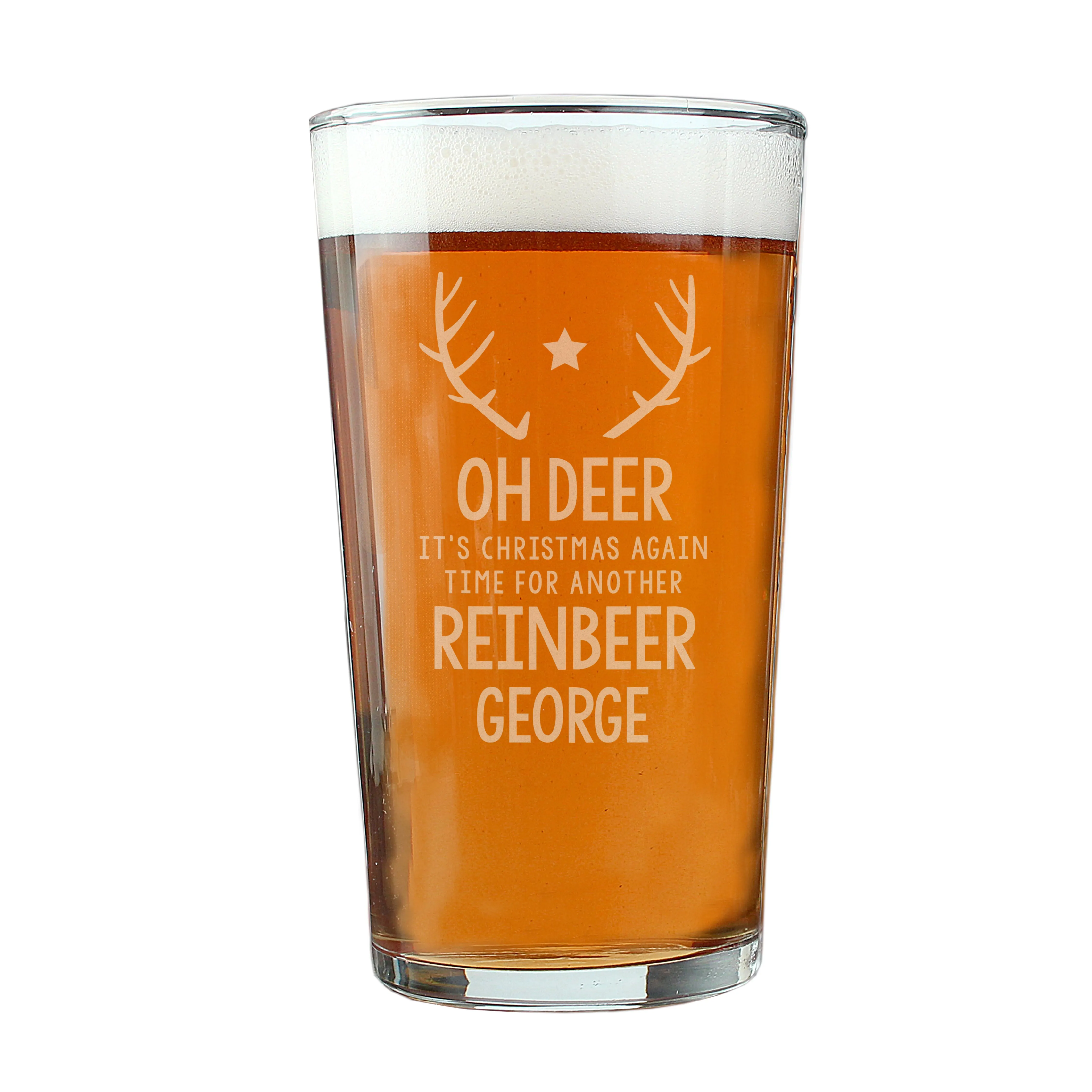 Personalised Time For A Reinbeer Pint Glass