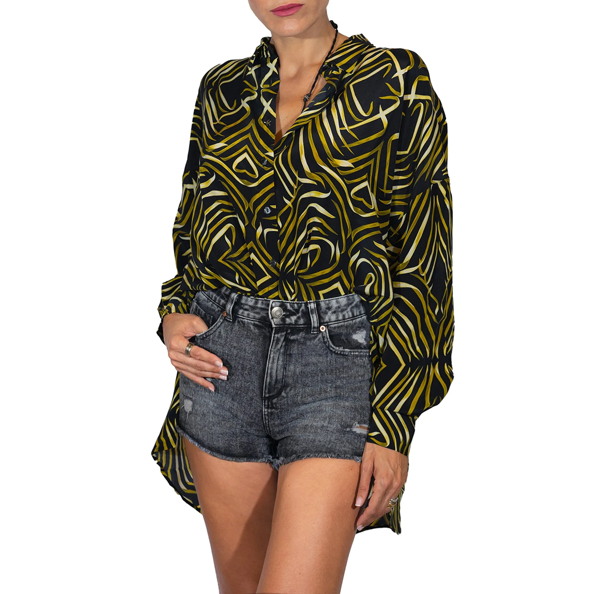 Printed Silk Shirt Black