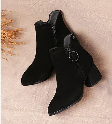 Soft inside heeled leather boots