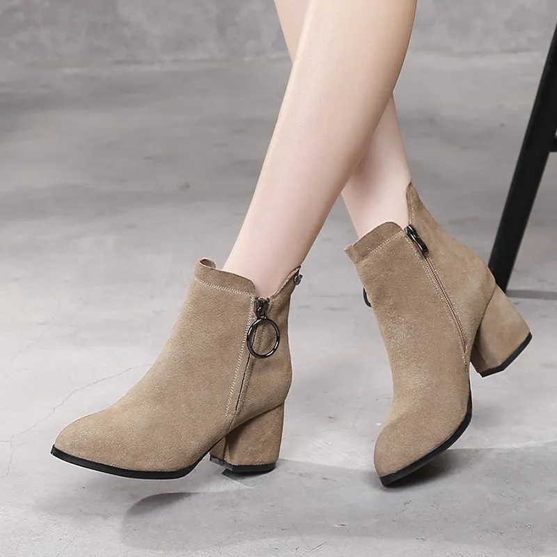 Soft inside heeled leather boots