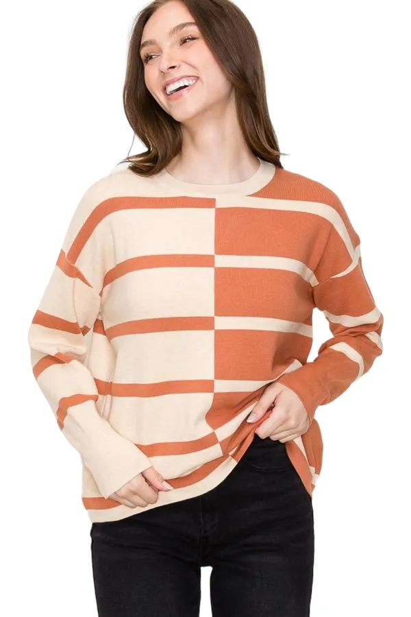 STACCATO OVERSIZED MIRRORED COLORBLOCK SWEATER