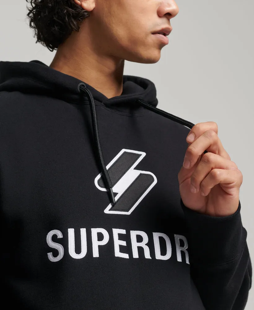 Stacked Applique Logo Hoodie | Black