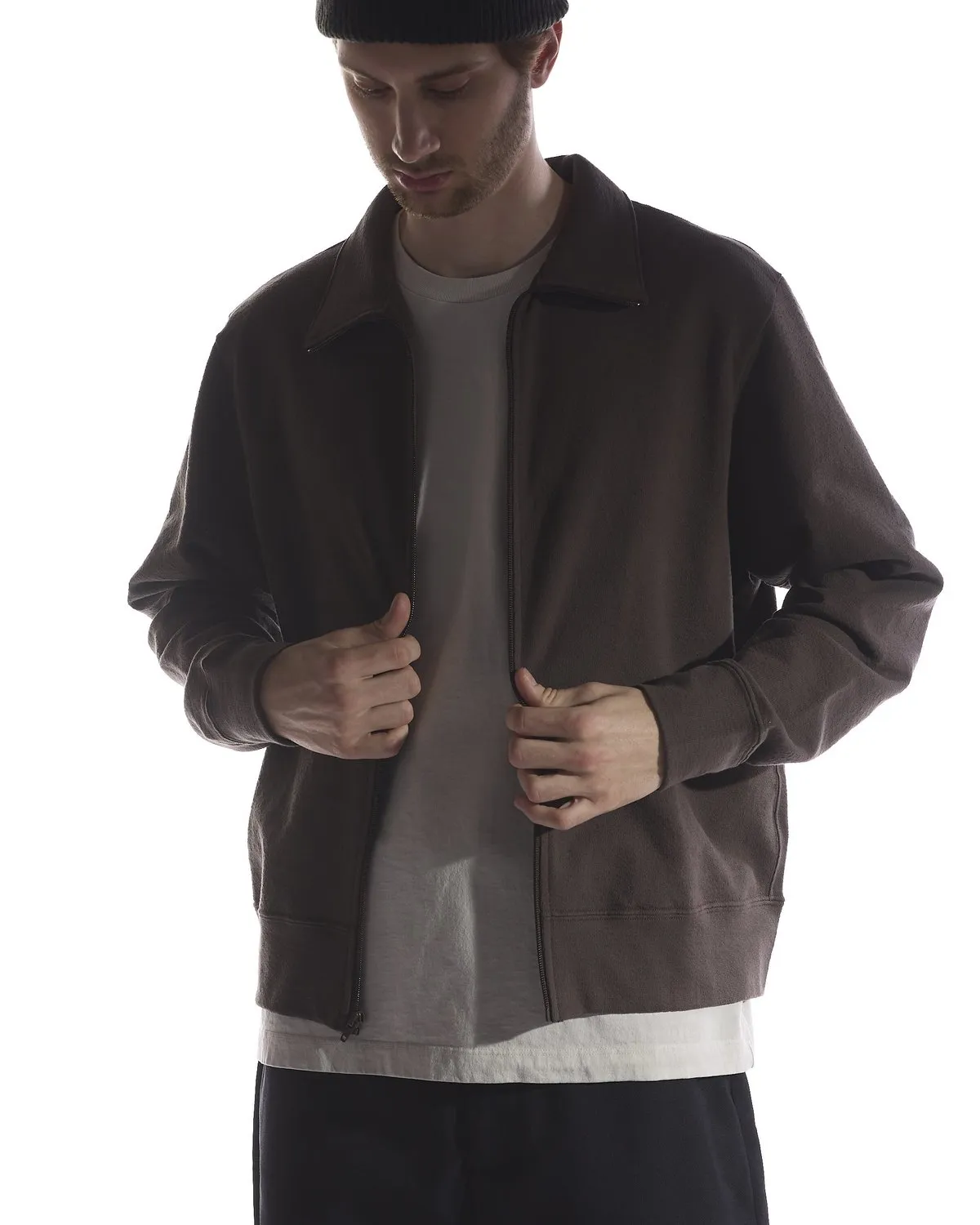 Textured Full Zip Jacket - Bark