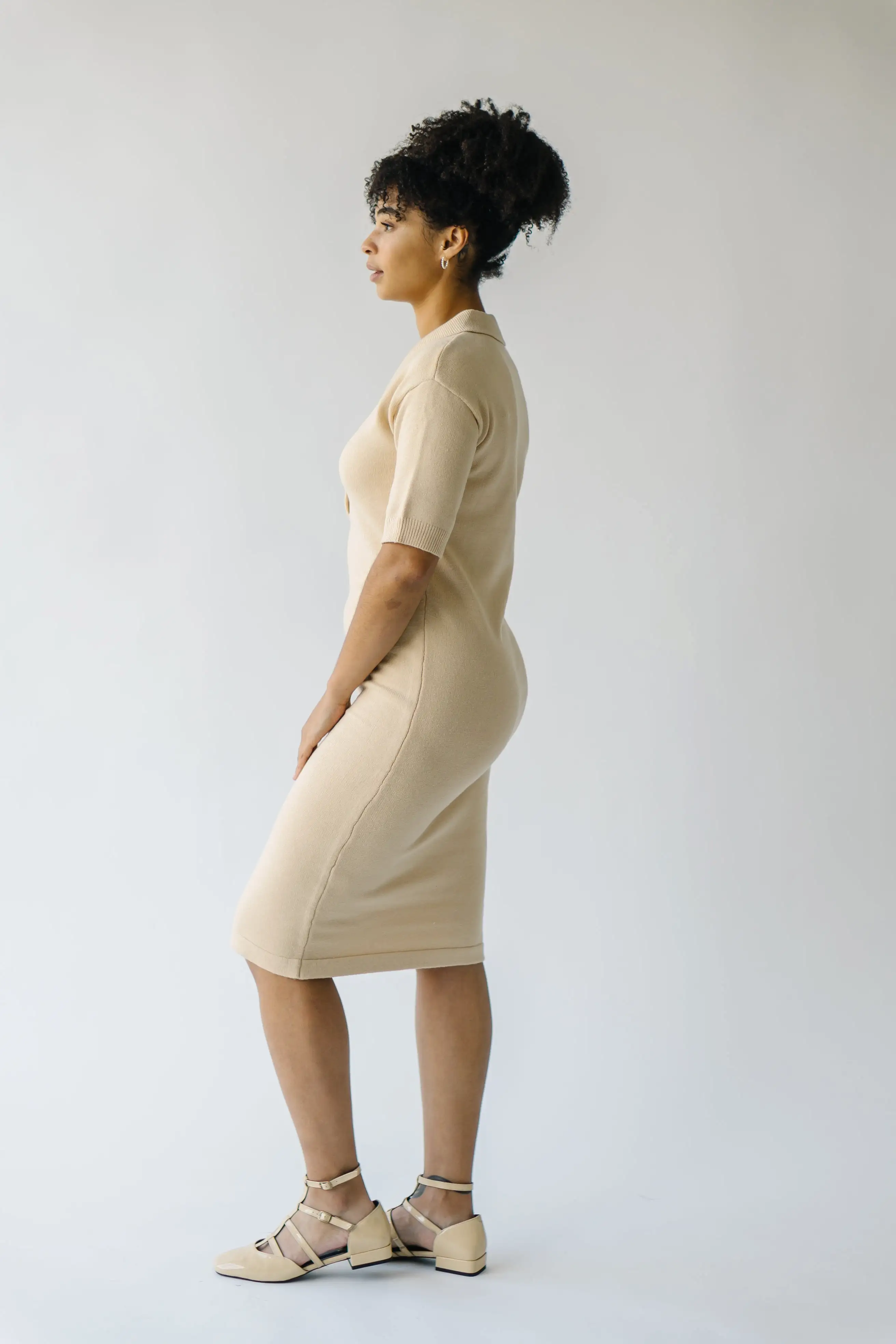 The Gowans Sweater Dress in Tan