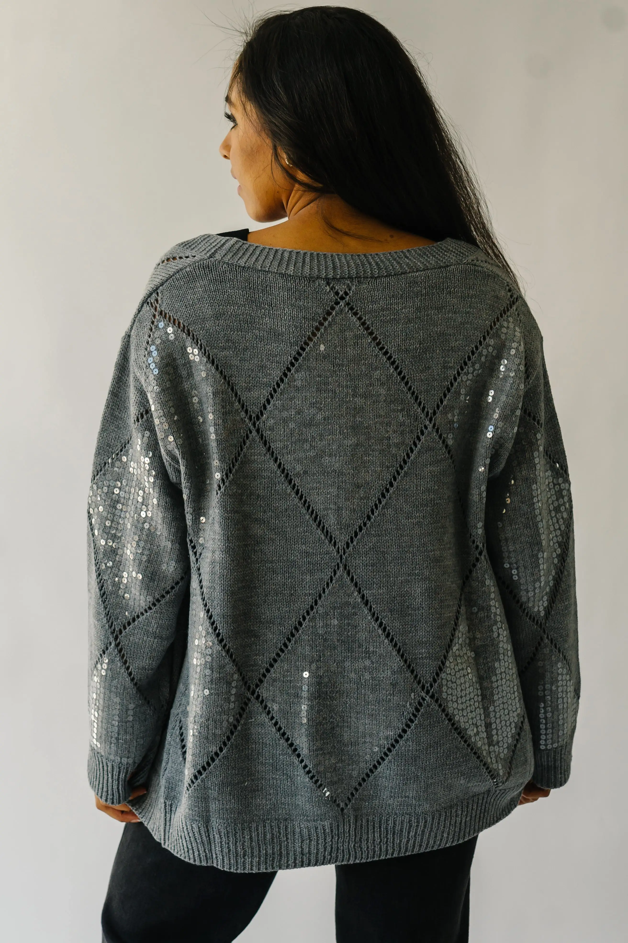 The Leander Long Sleeve V-Neck Cardigan in Grey