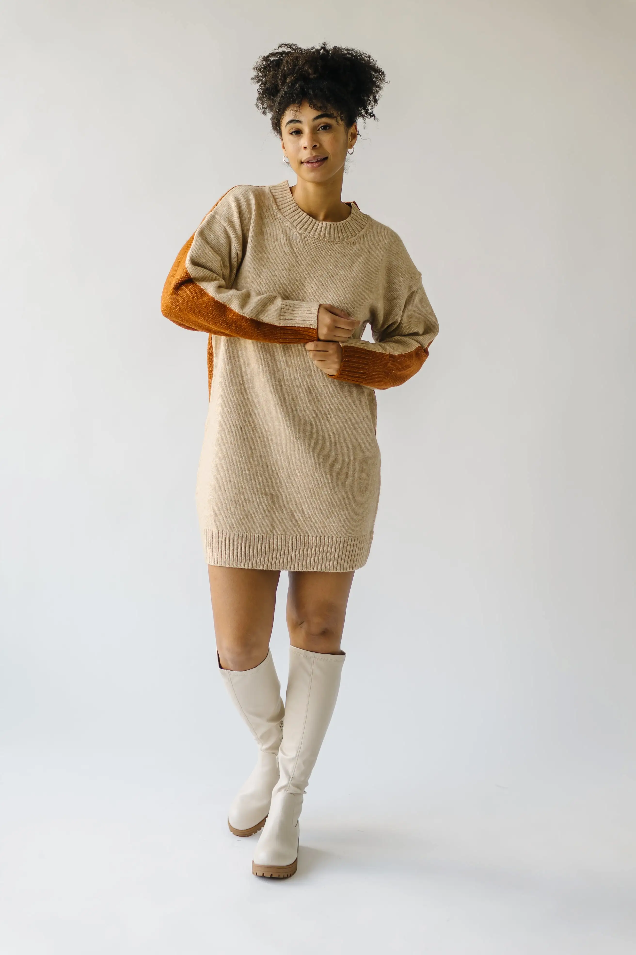 The Sharrow Two Tone Sweater in Sand