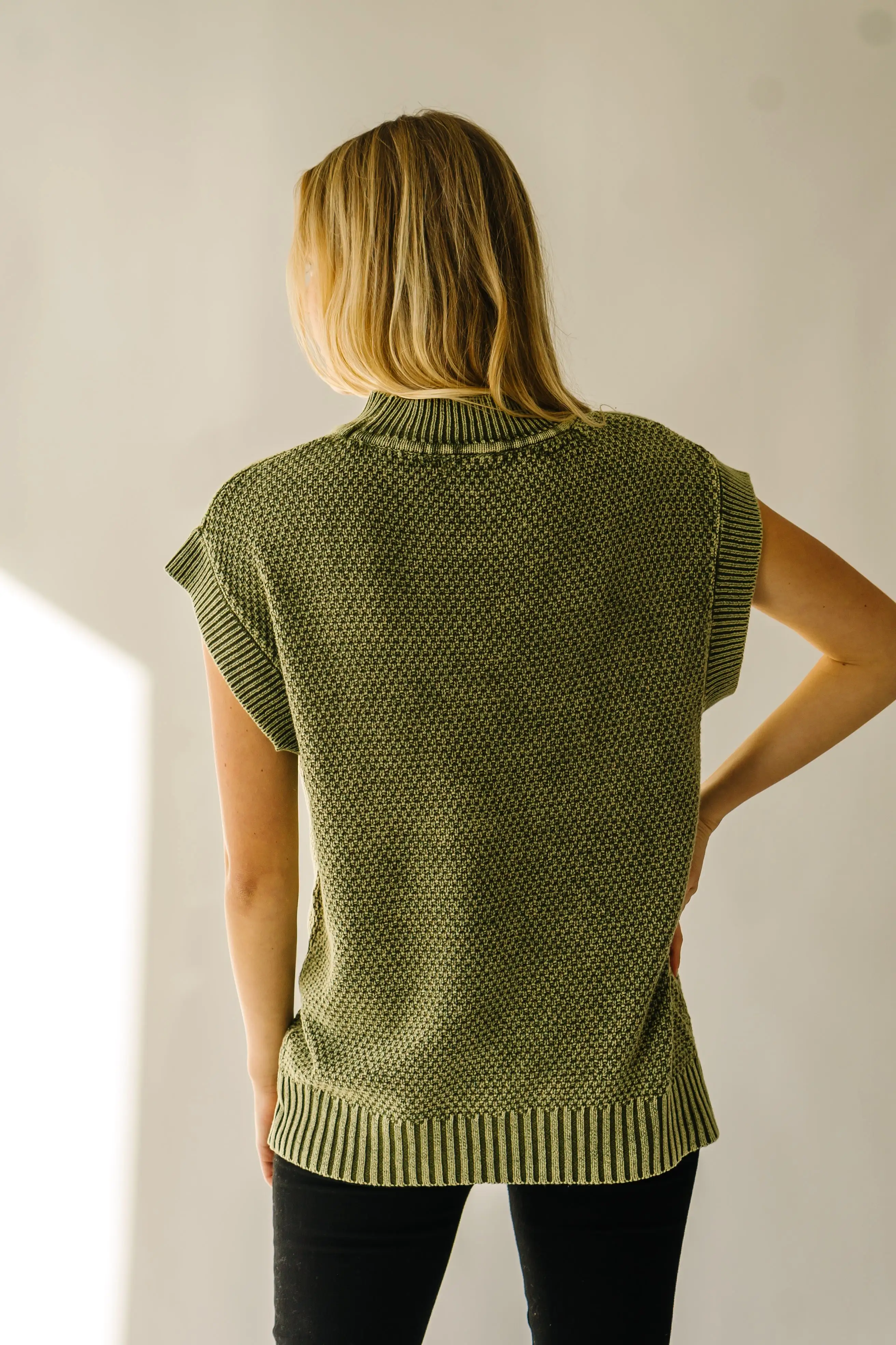 The Skandia Cap Sleeve Sweater in Olive Green