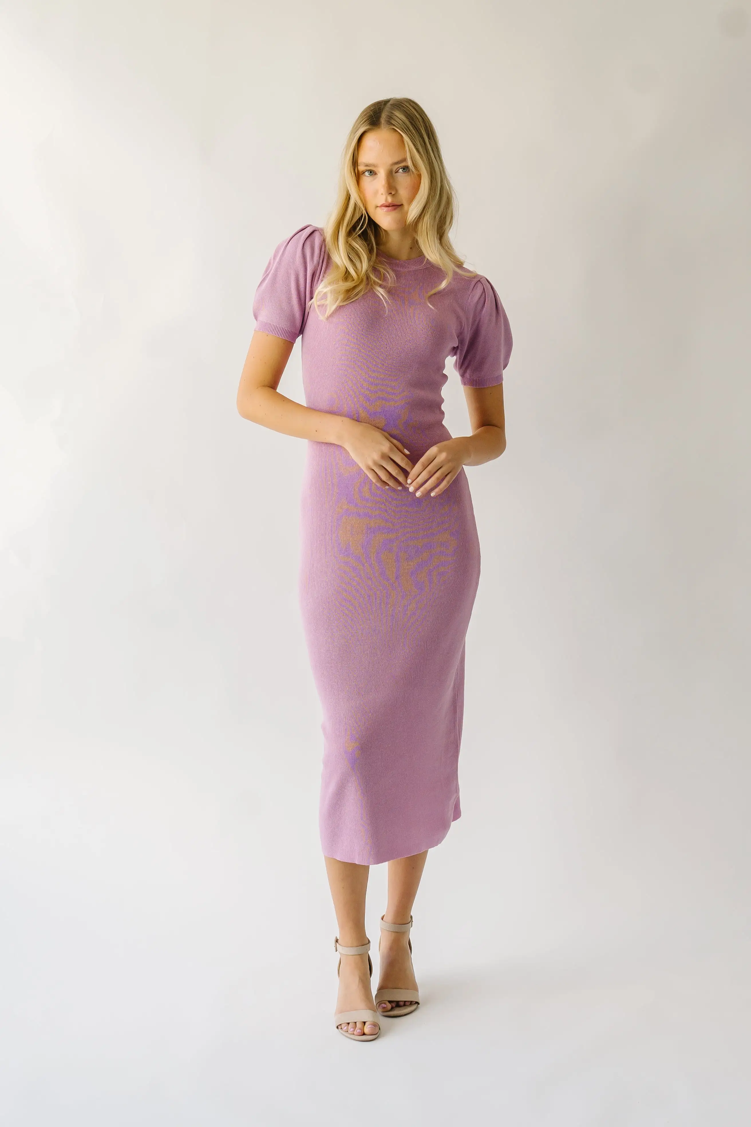 The Sylvan Bodycon Sweater Dress in Lilac