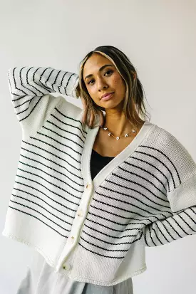 The Trudie Striped Cardigan in Black + White