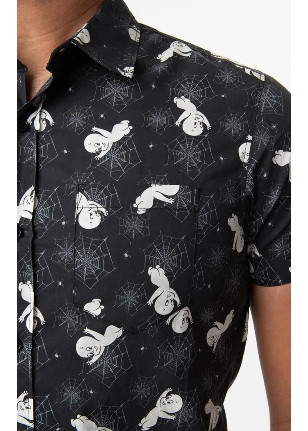 Unique Vintage x Casper Men's Spiderwebs & Ghosts Shirt Black