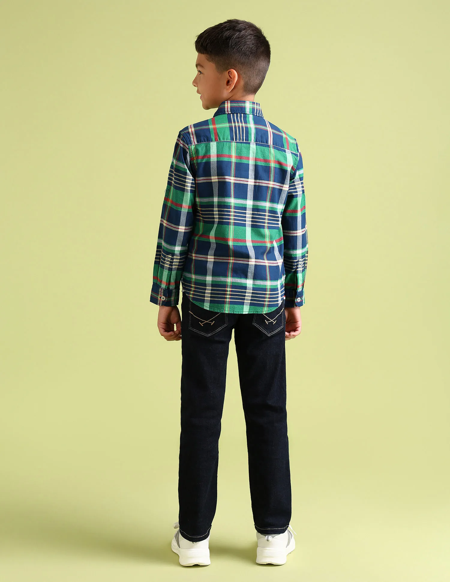 U.S. Polo Assn. Kids Boys Regular Fit Grid Tattersall Checks Shirt