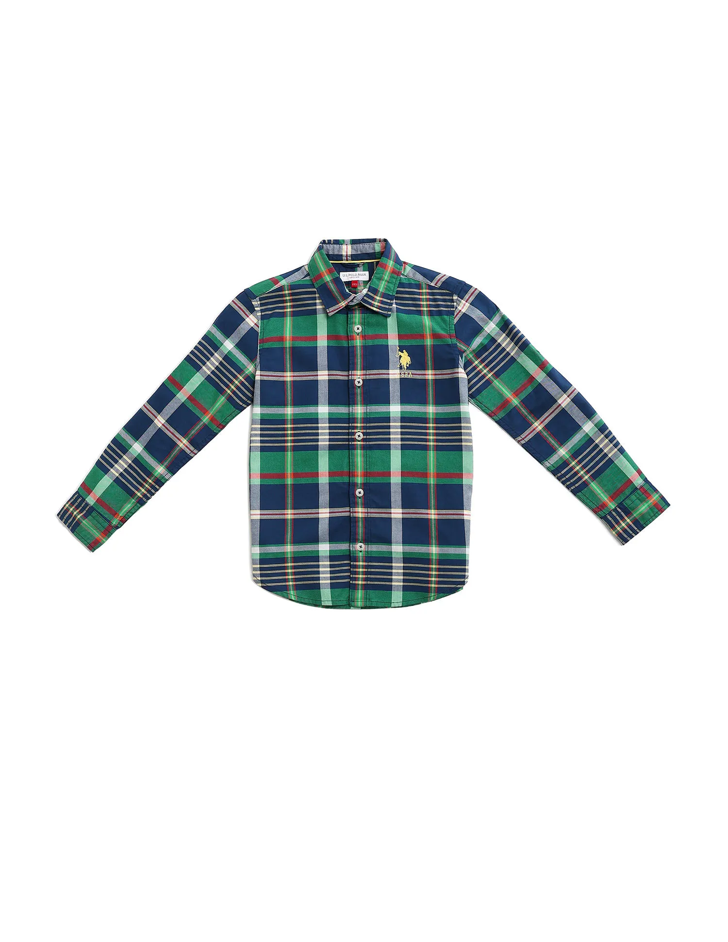 U.S. Polo Assn. Kids Boys Regular Fit Grid Tattersall Checks Shirt