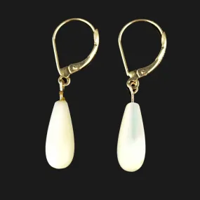 Vintage 14K Gold Mother of Pearl Drop Earrings