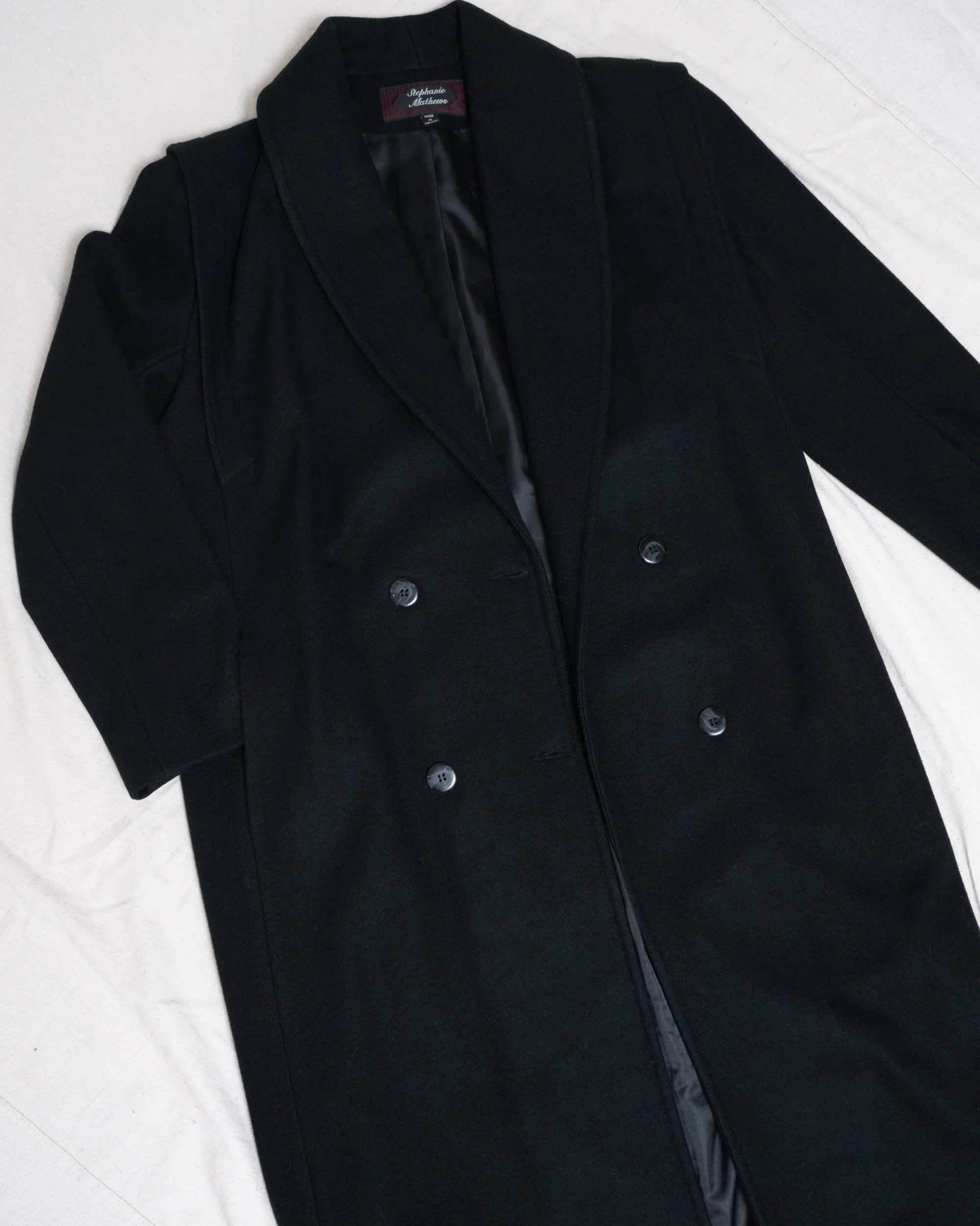 Vintage Black Wool Coat (S/M)