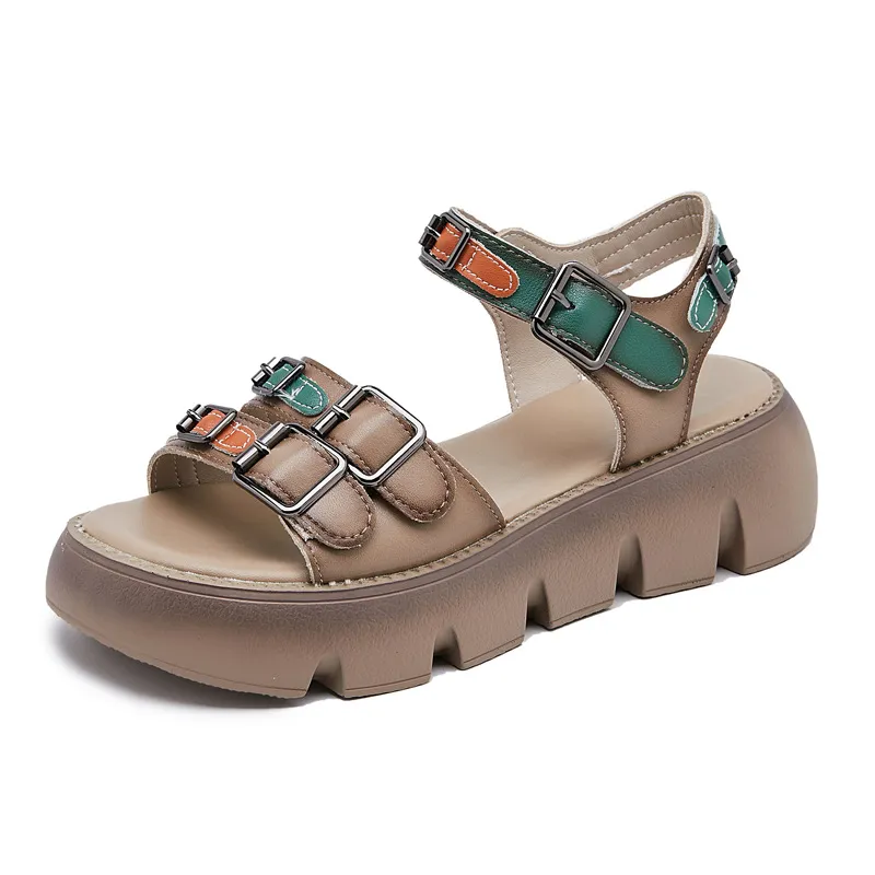 Women Leather Platform Sandals 