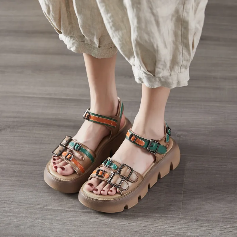 Women Leather Platform Sandals 