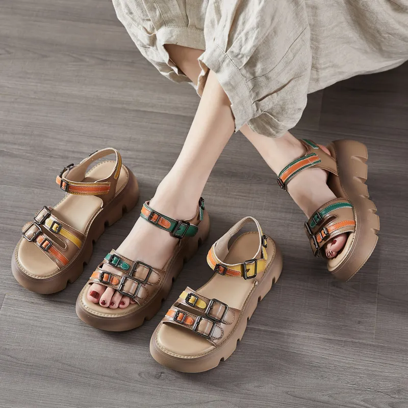 Women Leather Platform Sandals 