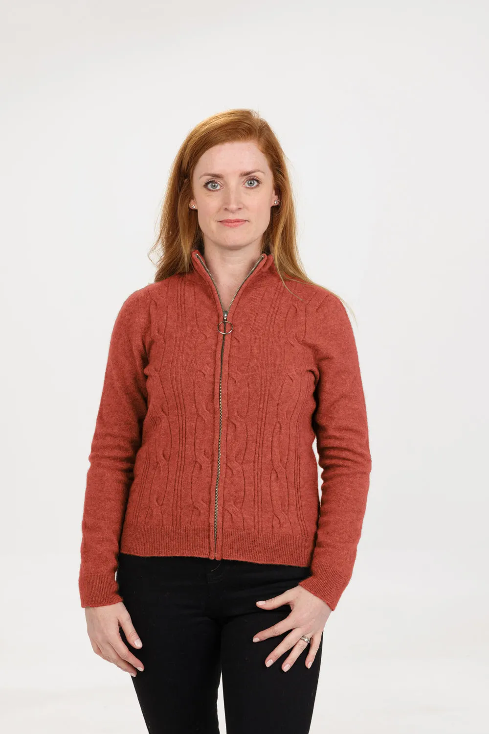 Womens Classic Crop Cable Jacket - Natural